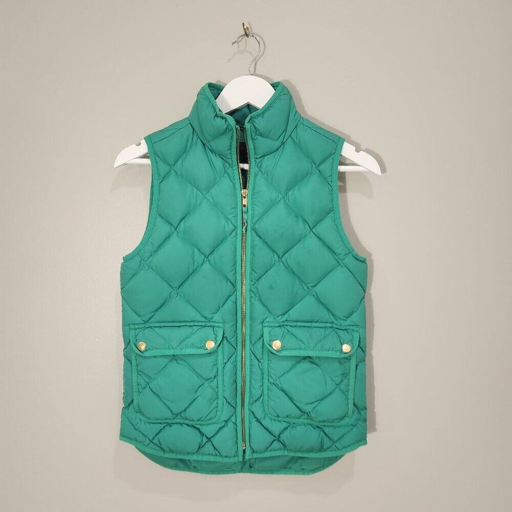 J Crew Excursion Vest - Green Gold Pockets - Size XXS